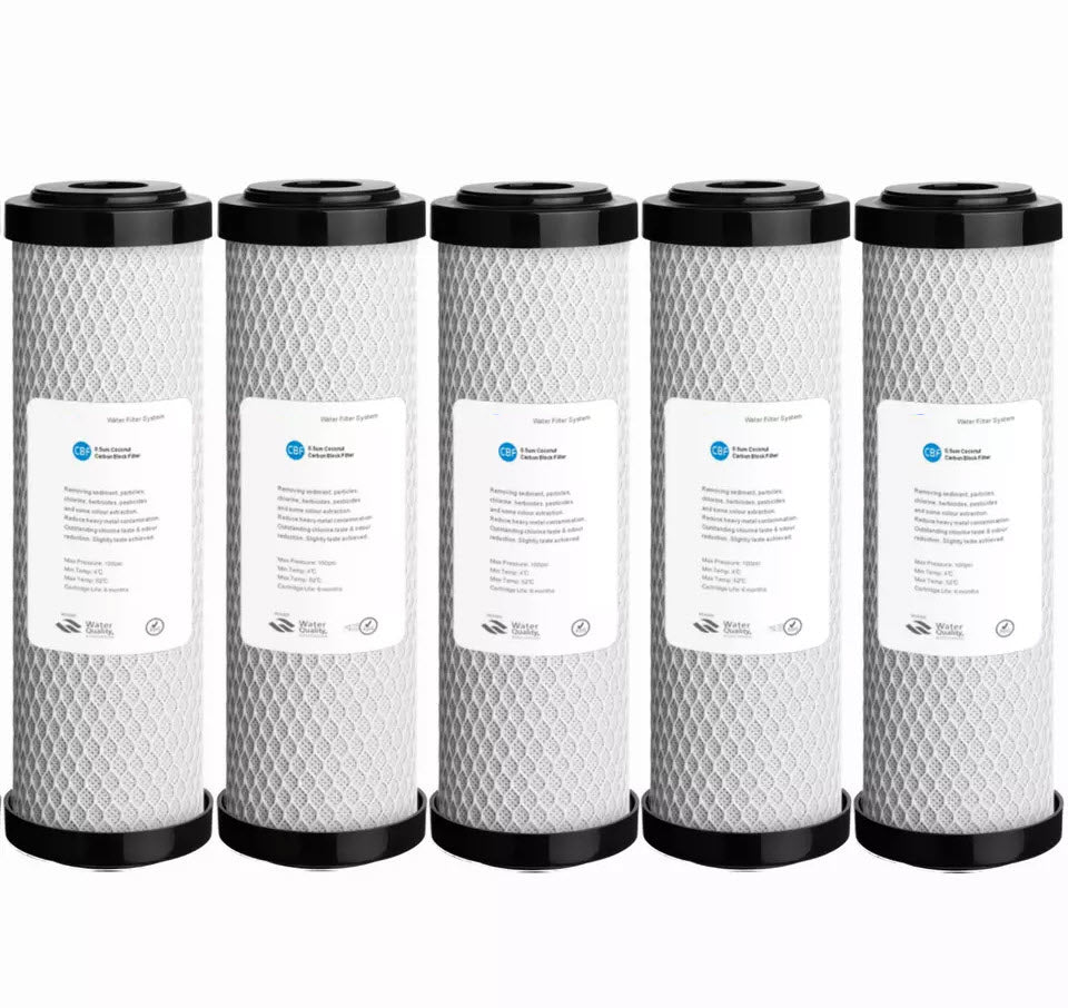 0.5 Micron Coconut Carbon Block Water Filter Replacement Cartridges 10" x 2.5"