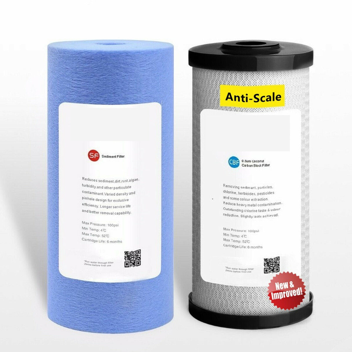 Anti Scale Whole House Big Blue Water Filter Replacement Cartridges 10&quot; x 4.5&quot;