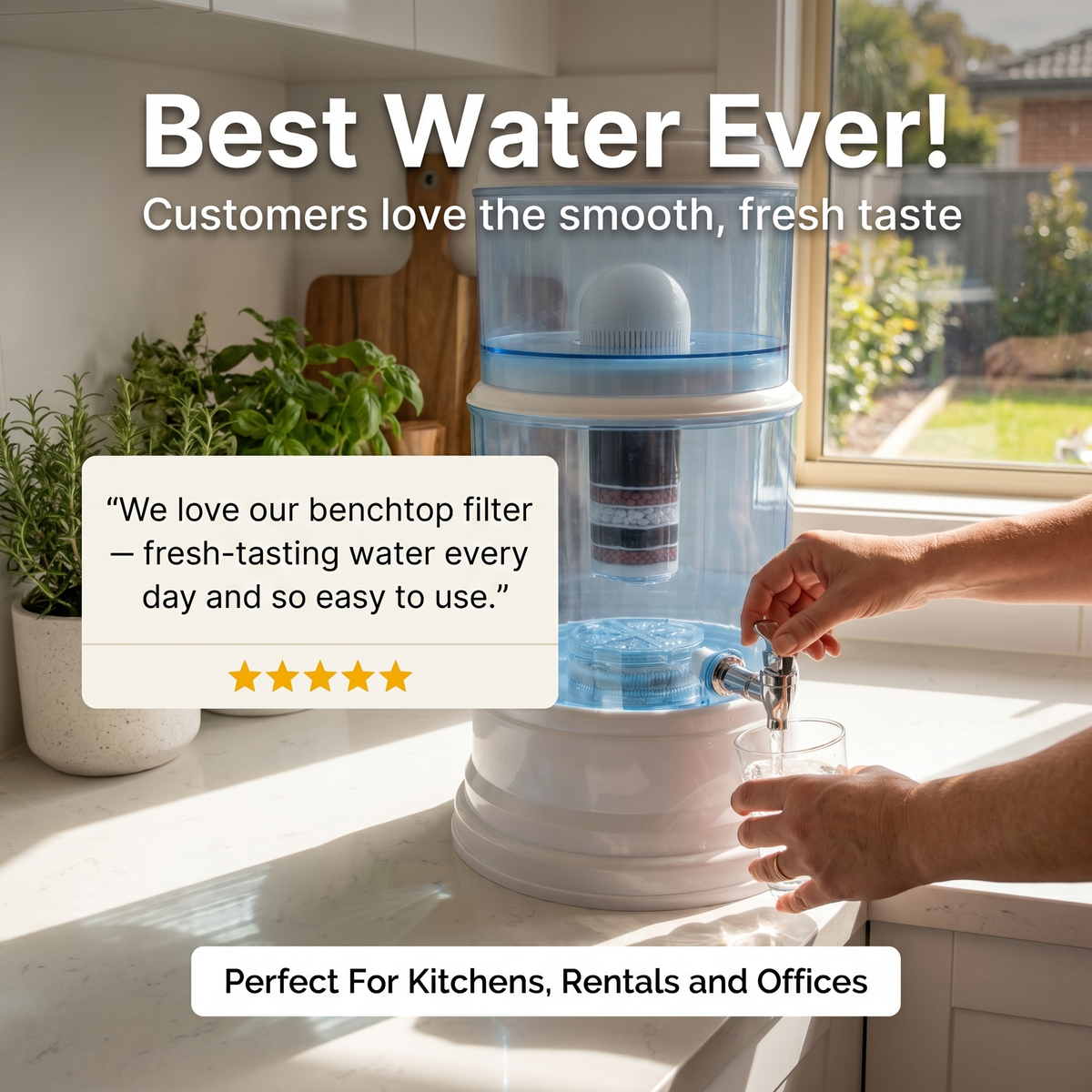 20L Benchtop Water Filter Purifier | Gravity Fed Alkaline | Awesome Water Filters