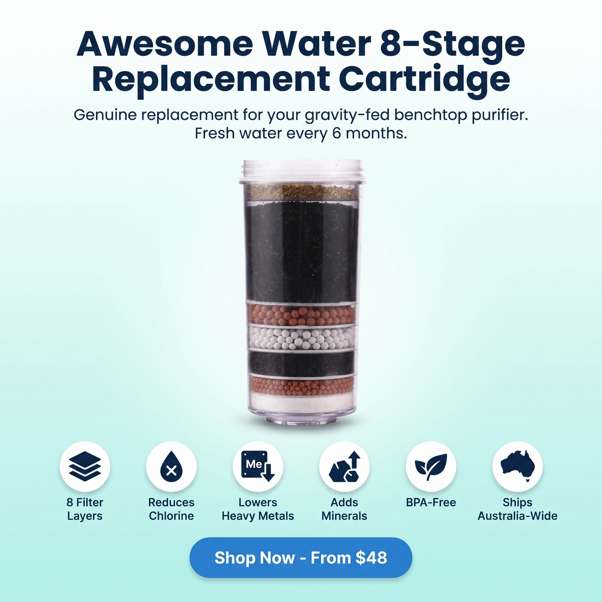 8 Stage Replacement Water Filter Cartridge | Gravity Fed Benchtop | Awesome Water Filters